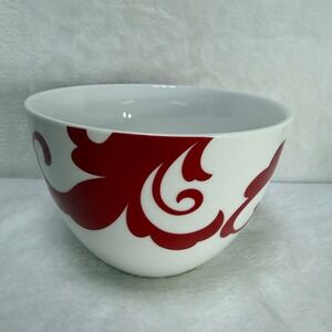 Ciroa Fiori 6" Porcelain Red and White Scroll Pattern Serving Bowl Contemporary